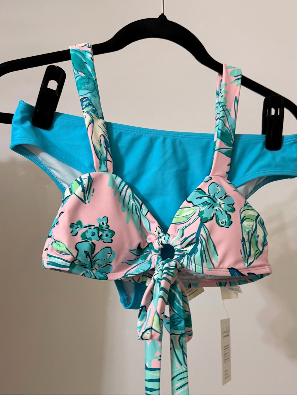 Cupshe Pink and Turquoise Floral Tie-Front Bikini